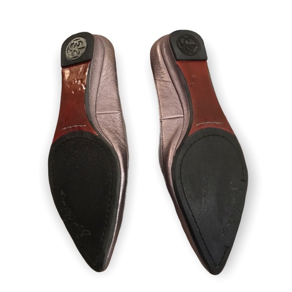 SAM EDELMAN ILLINOIS GUNMETAL BEADED Toe RHINESTONE GREY Metallic LEATHER FLATS! - Picture 7 of 7